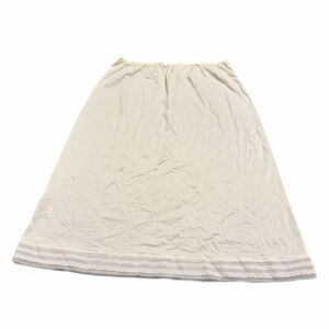 70s French Vintage Silky Stripe Lace Hem Slip Skirt (Ivory/Cream) Size L